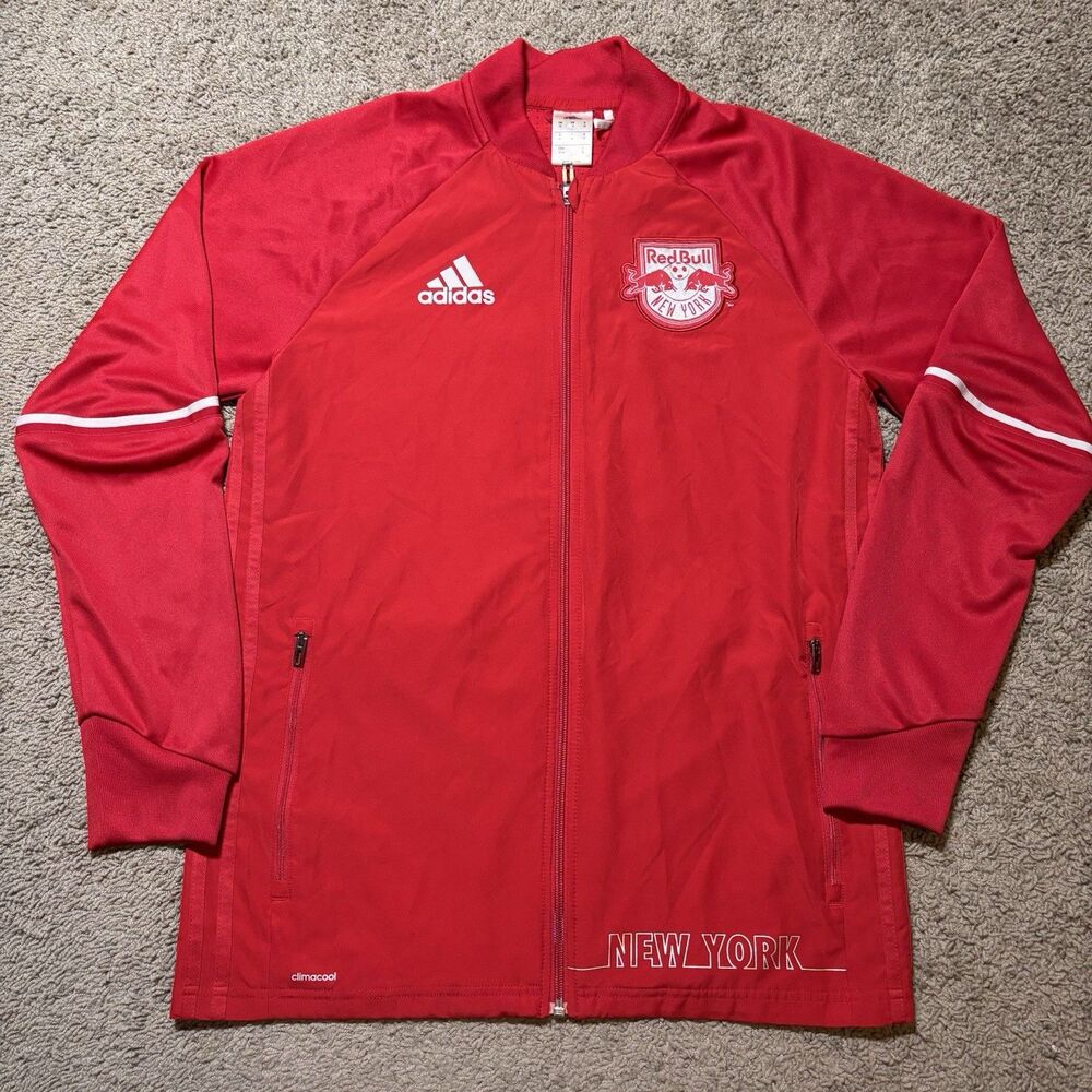 Adidas New York Red Bulls Red Training Jacket Mens M Performance Full Zip MLS